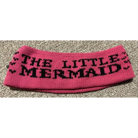 Vintage 90s Disney The Little Mermaid Fleece Ski Winter Headband Stretch Pink